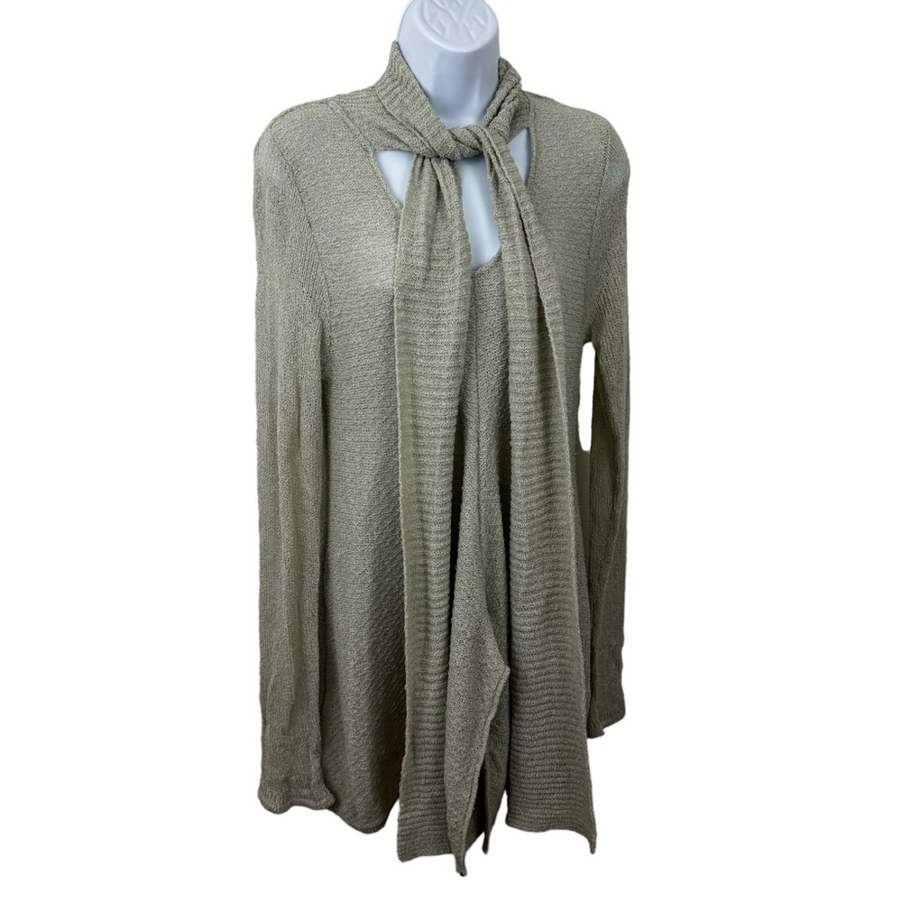 Saga Italy Knit Sheer Tunic Size 2 Long Sleeve Coastal Lagenlook Boho Earthy Y2K